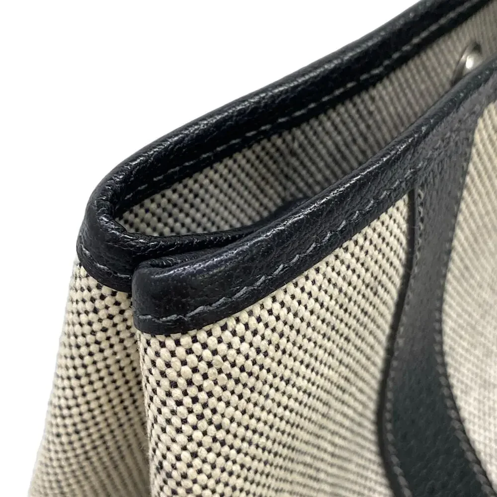 Hermès Garden Party Pouch Cream Black Toile H Leather